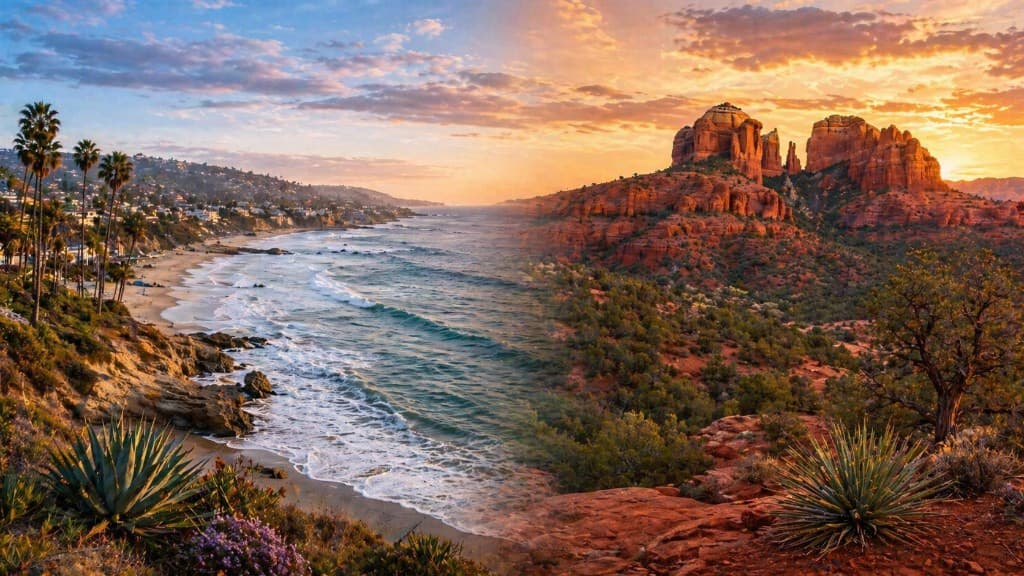 Coastal California to Sedona red rocks, ocean to desert journey
